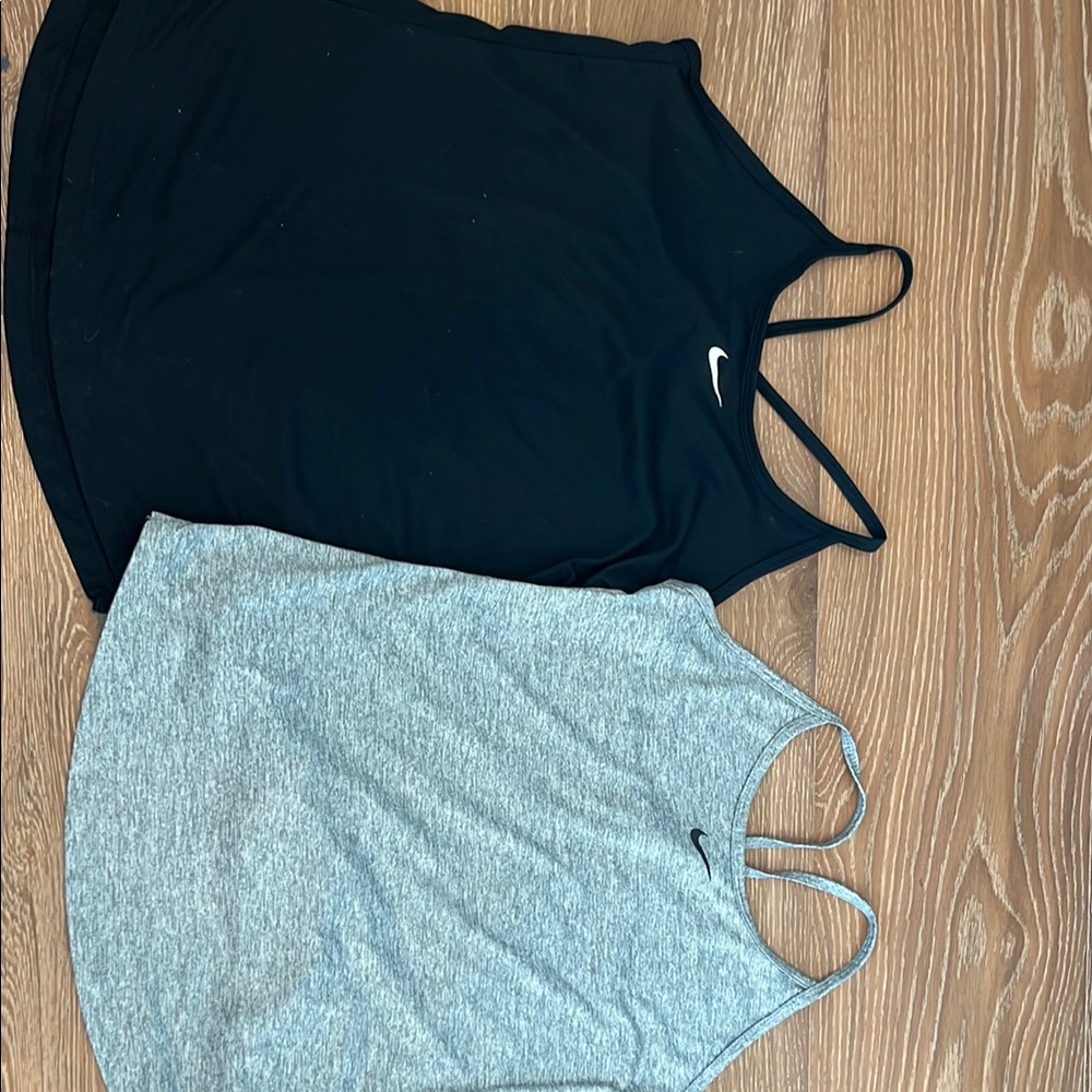 Nike Black and Gray Sleeveless Tank Tops (2)